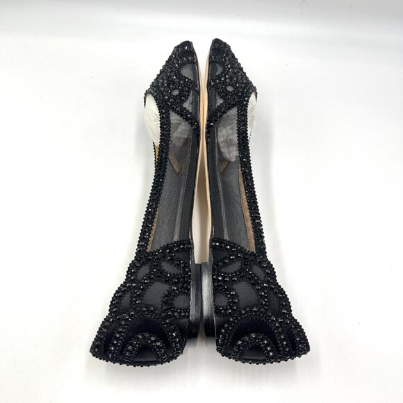 Badgley Mischka BHLDN Size 8 Gigi Pointed Toe Jeweled Black Ballet Flats Shoes - Picture 8 of 13